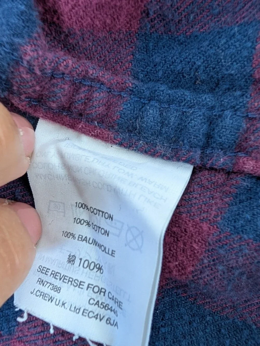 J. Crew Men's Burgundy & Navy Plaid Button-Down Shirt